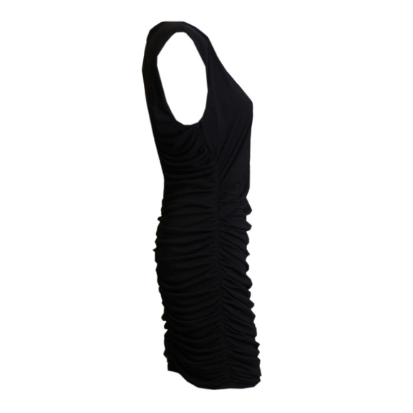 Draped Mini dress Size XS, Round neck Sleeveless Cut-Out Black, HOT & DELICIOUS - Picture 5 of 5